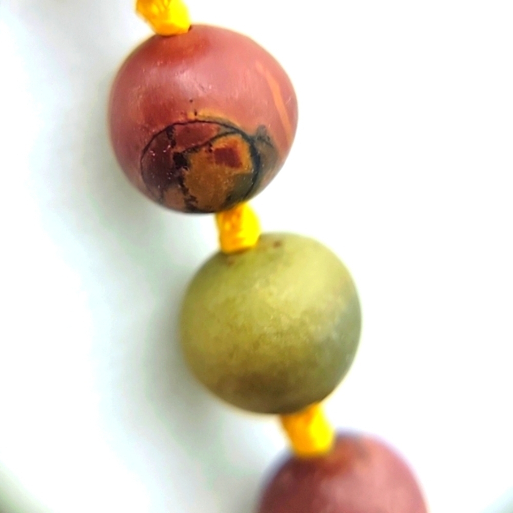 18" Picasso Stone Jasper Unisex Natural Gemstone Necklace Hand Knotted Beaded - Picture 5 of 6